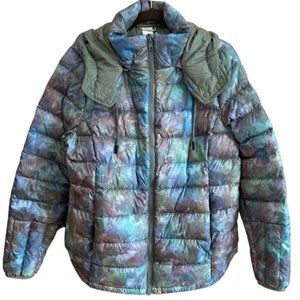 Lole Women’s Duck Down Puffer Jacket Sz Small Green Multi Color